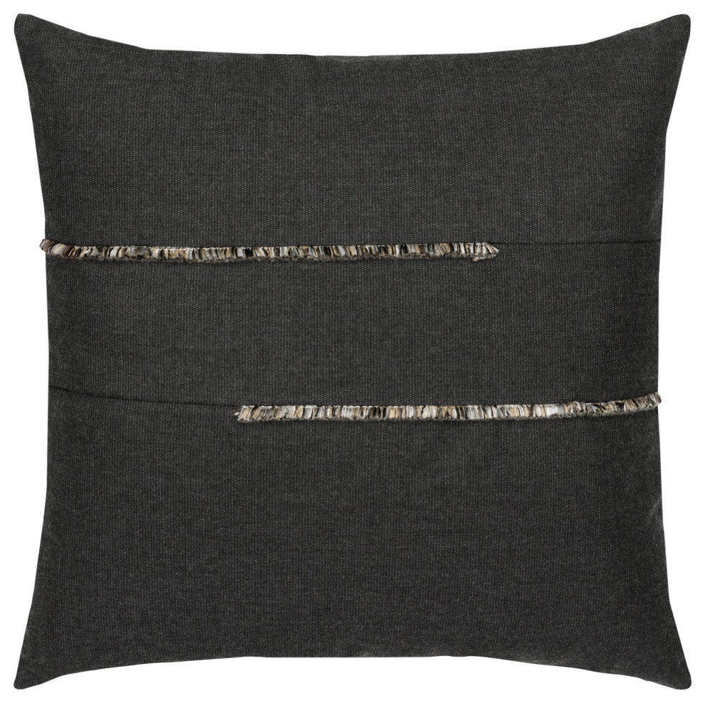 Micro Fringe Carbon Indoor/Outdoor Performance Pillow, 20"x20