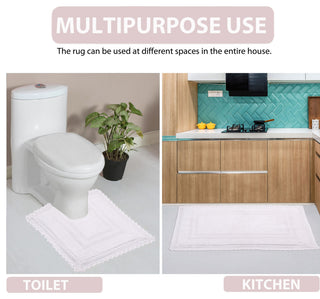 Opulent Reversible Bath Rug Set, 24x40 Rectangle, White