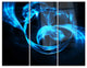 "Fractal 3-D Circled Blue Waves" Metal Wall Art, 3 Panels, 36"x28"