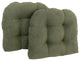 19" U-Shaped Micro Suede Tufted Dining Chair Cushion, Set of 2, Sage