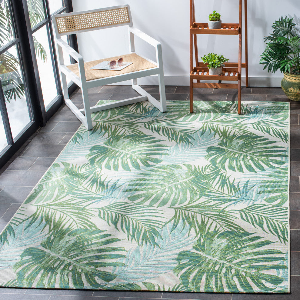 Safavieh Barbados Collection Indoor-Outdoor BAR592 Rug, Green/Teal, 3'3"x5'3"