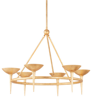 Cecilia Six Light Chandelier, Vintage Gold Leaf