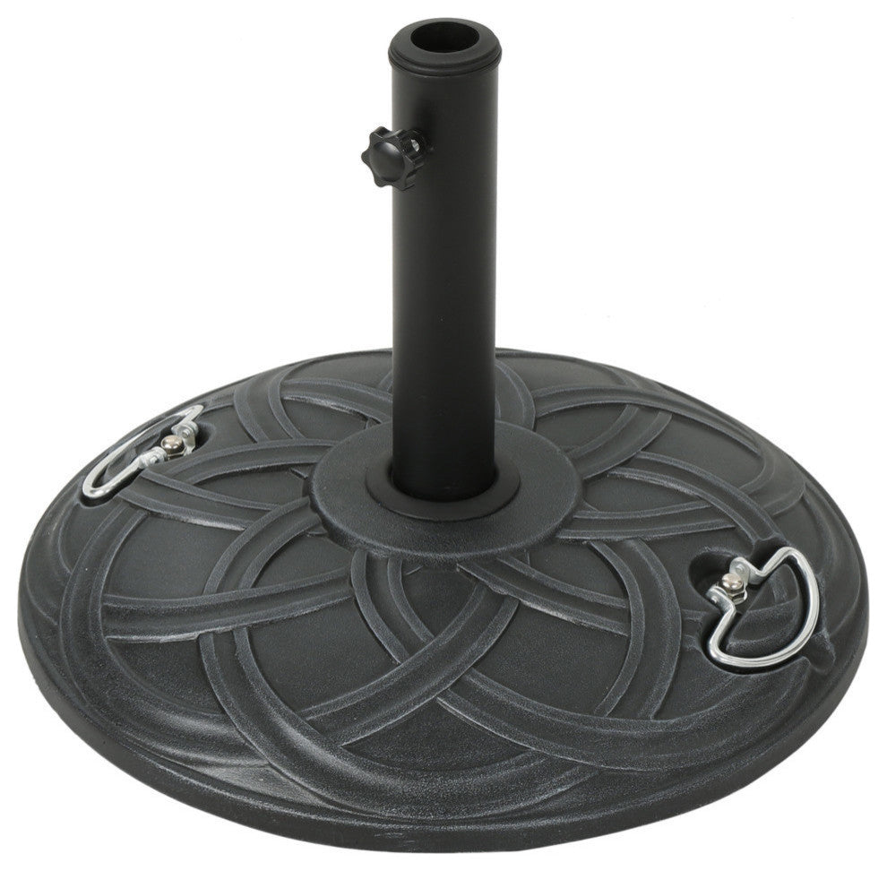 GDF Studio Noah Outdoor 55lb Concrete Circular Umbrella Base, Hammered Iron