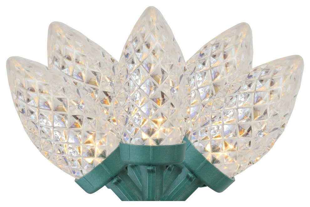 Set of 100 White Faceted LED C7 Christmas Lights