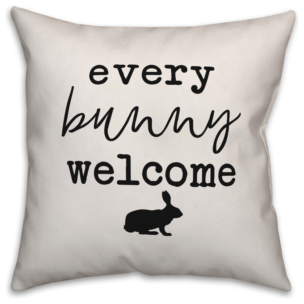 Every Bunny Welcome  Silhouette 18x18 Throw Pillow