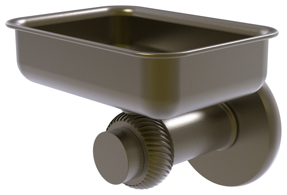Mercury Wall Mounted Soap Dish with Twisted Accents, Antique Brass