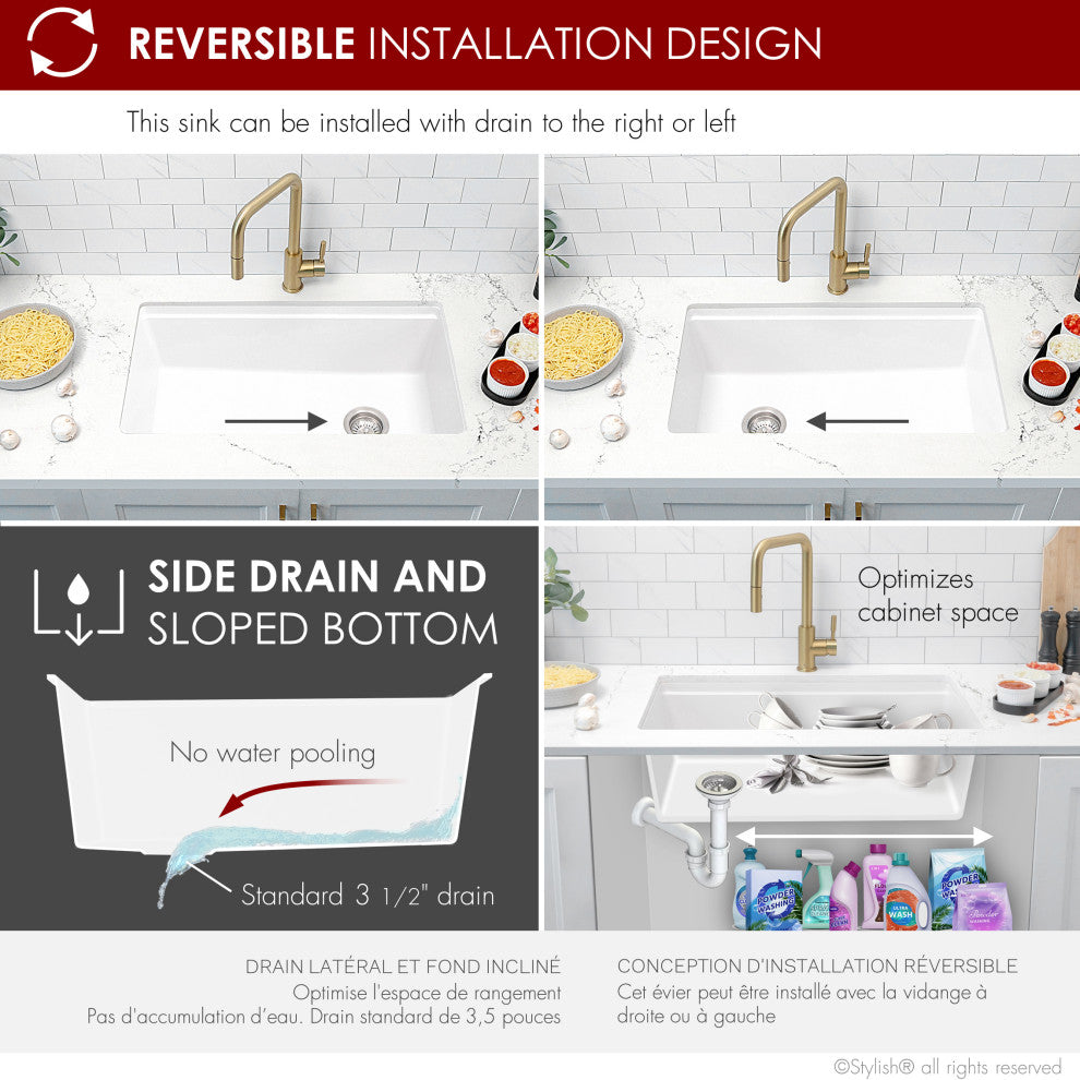 DualMount 32" Workstation SingleBowl White Granite Kitchen Sink