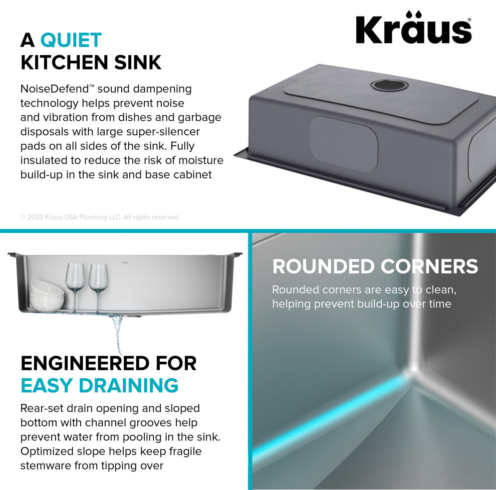 KRAUS Standart PRO 33" Drop, / Undermount Kitchen Sink and Pulldown Faucet SFS