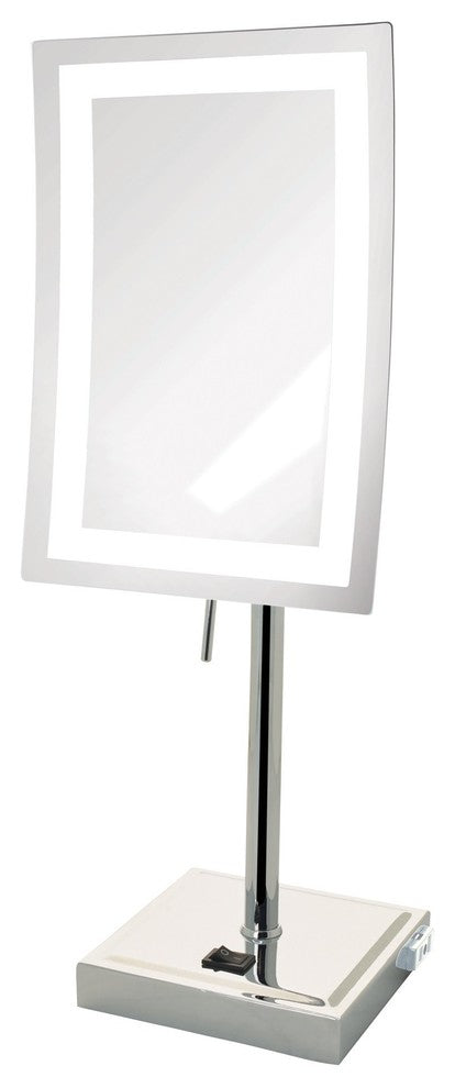 Jerdon 6.5"x9" LED Lighted Mirror, 5X Mag, Chrome