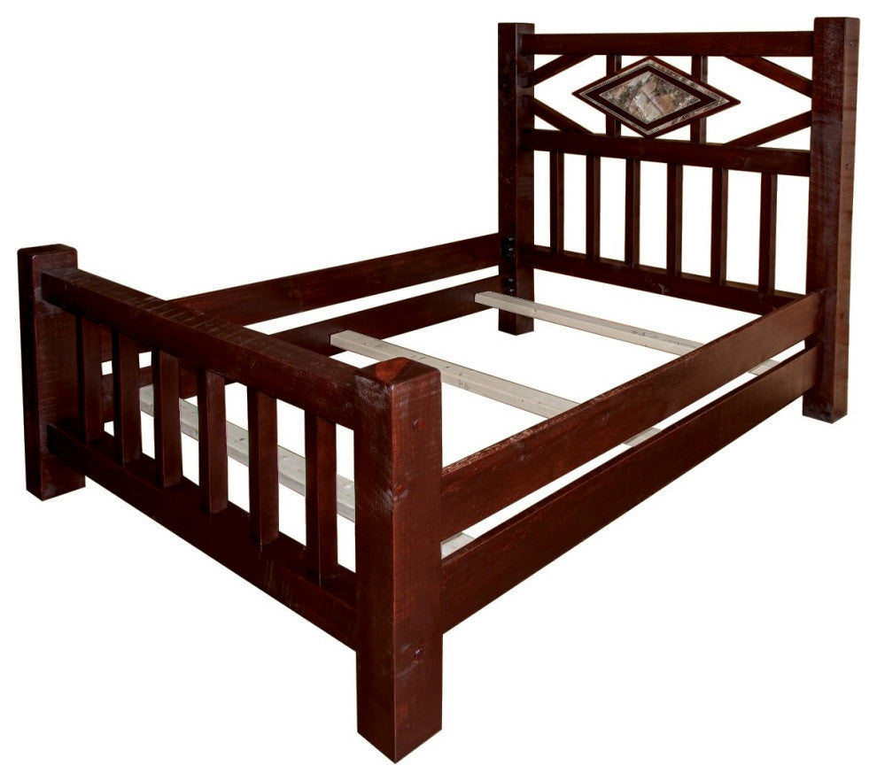 Barnwood Style Timber Peg Diamond Bed, Michael's Cherry, King