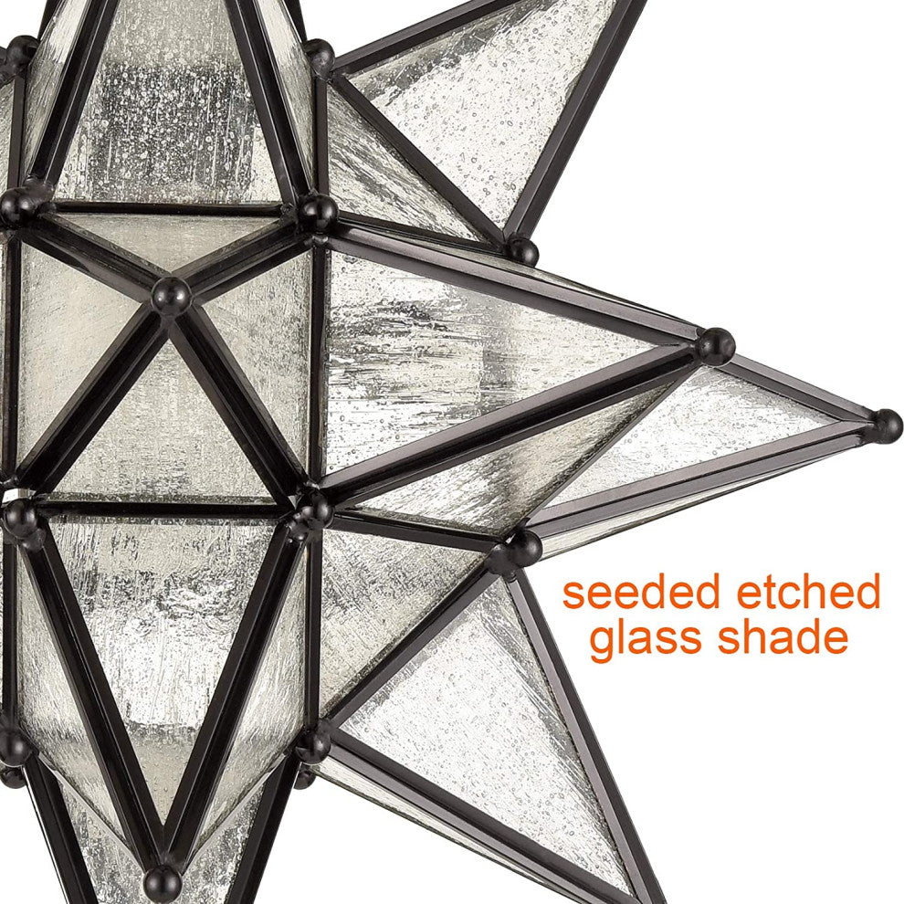 Moravian Star Semi Flush Mount Ceiling Light, Seeded Glass