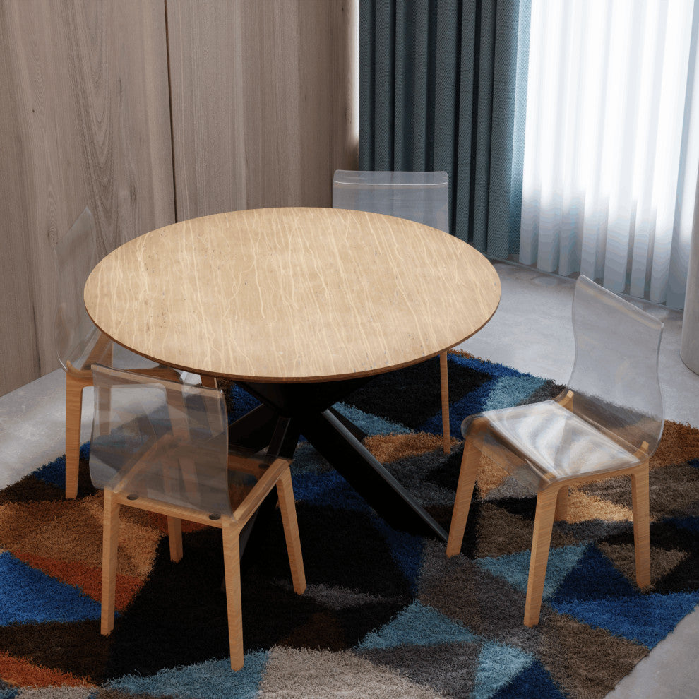LeisureMod Marsden Modern Dining Side Chair With Beech Wood Legs, Natural Wood