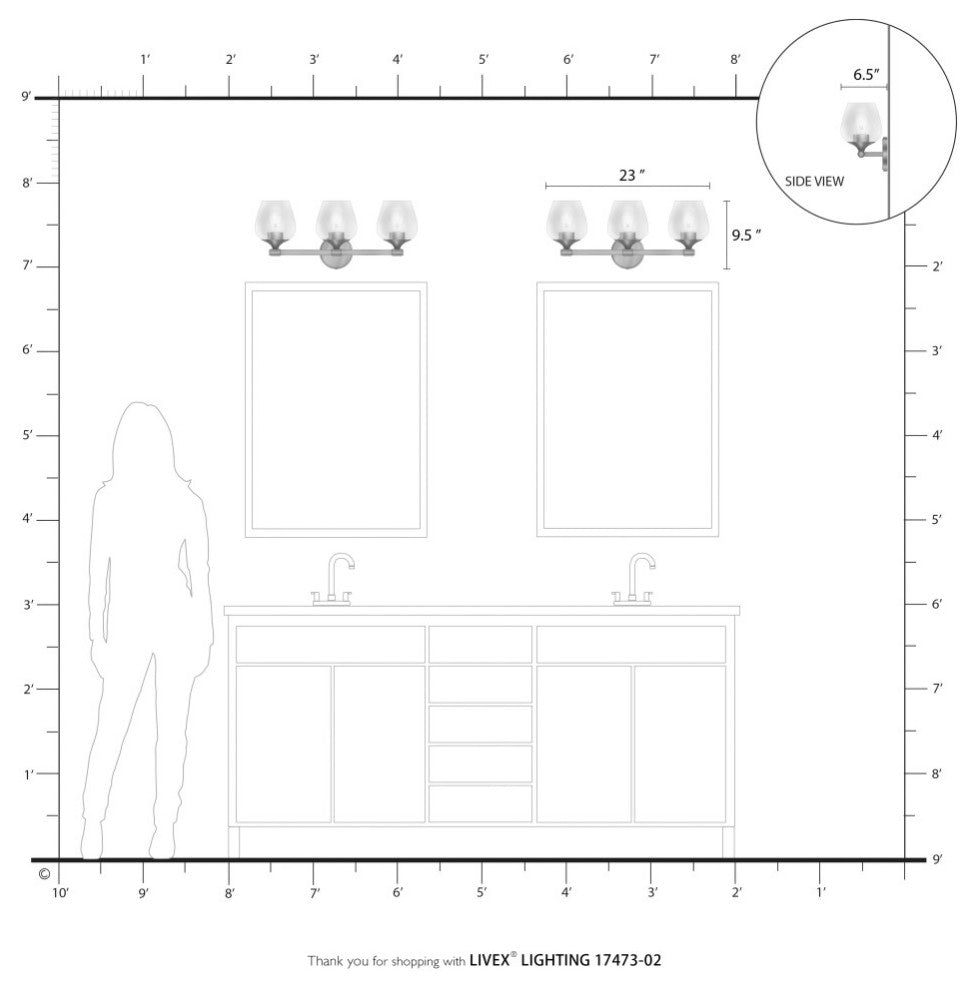 Willow 3 Light Polished Brass Vanity Sconce