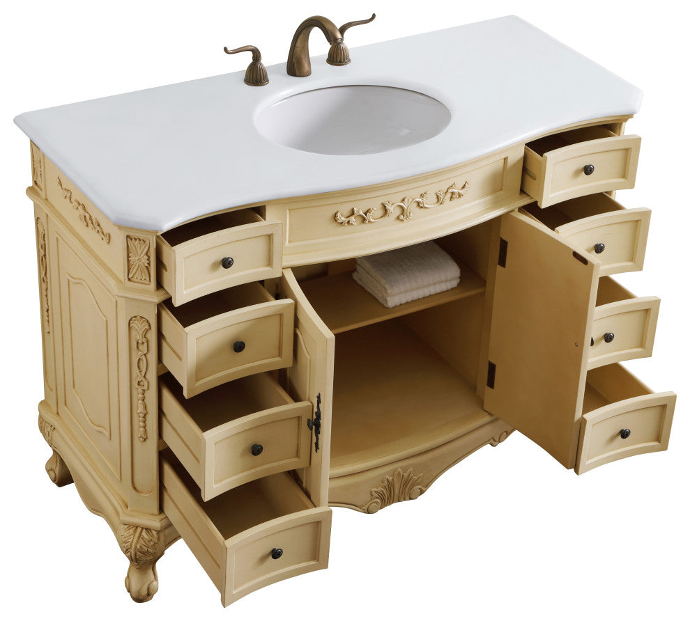 Bathroom Vanity, Light Antique Beige, 48", Single Sink