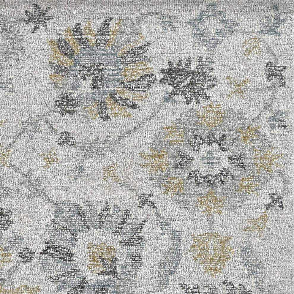 HomeRoots Ivory Machine Woven Traditional Floral Vines Octagon Indoor Area Rug