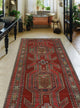 Fine Vintage Distressed Hussein Burgundy/Gray Runner, 4'3x9'3