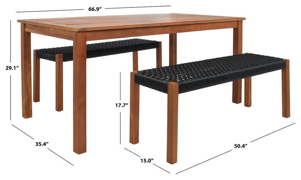 Safavieh Aquina Dining Set, Natural/Black