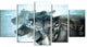 Muzzle Reindeer in Frost, Oversized Animal Wall Art, 60"x32", 5 Panels
