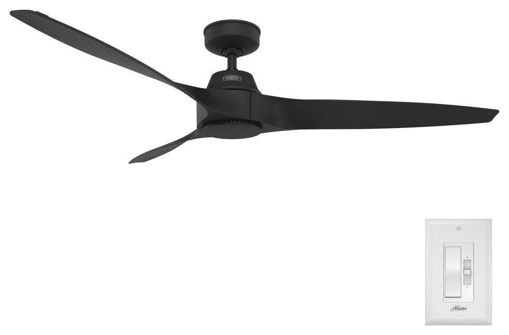Hunter 60" Mosley ENERGY STAR Matte Black Damp Rated Fan and Wall Control