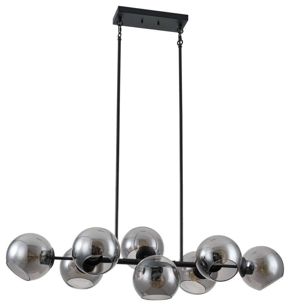 Mid Century Modern 8-Light Grey Glass Globe Sputnik Chandelier Lighting