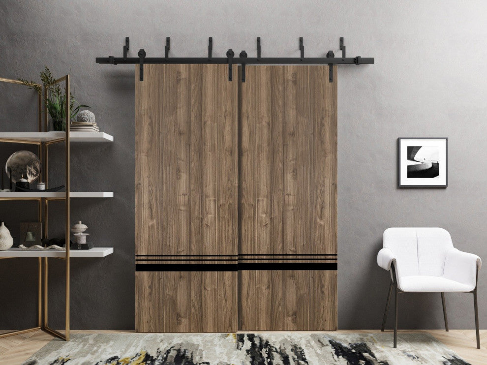 Slab Barn Door Panel 32 x 96 | Planum 0012 Walnut with  | Sturdy Finished