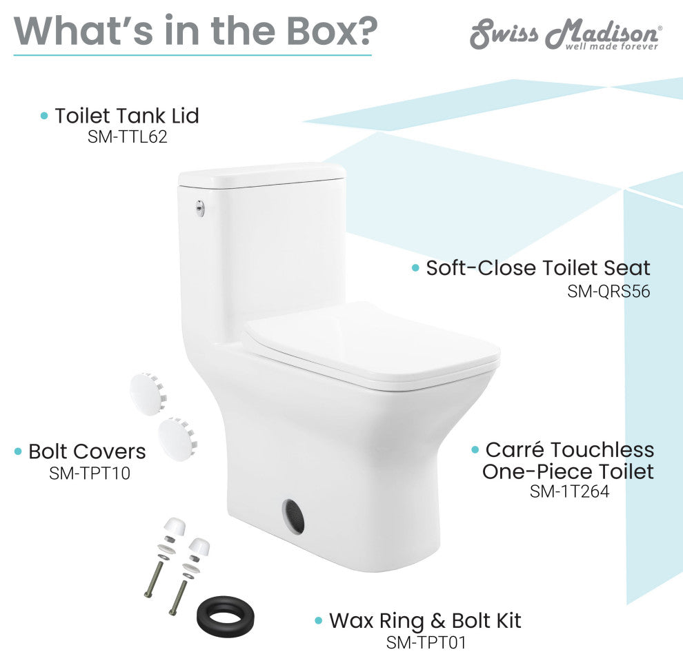 Carre One Piece Square Toilet, Touchless