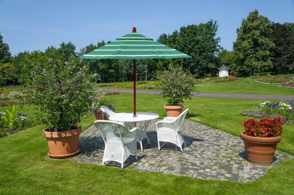 9' Square Push Lift Wood Umbrella, Olefin, Hunter Green