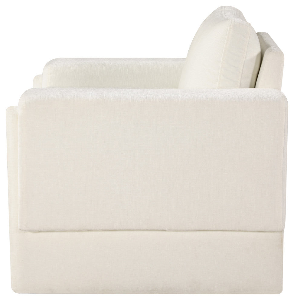Madeline Chenille Fabric Upholstered Chair, Cream, Chair
