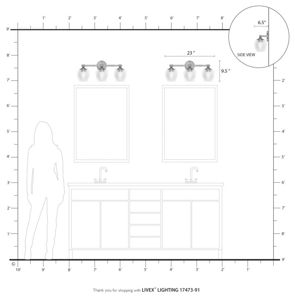 Willow 3 Light Brushed Nickel Vanity Sconce
