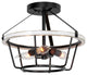 3 Light Rust Semi Flush Mount Ceiling Light Farmhouse White Ceiling Lamp