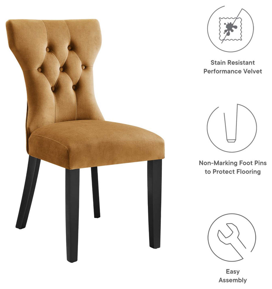 Side Dining Chair, Set of 2, Brown, Velvet, Modern, Cafe Bistro Hospitality