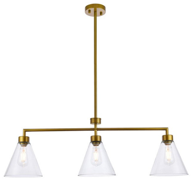 Mira 3-Light Brass Pendant