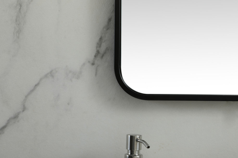 Elegant Decor Soft Corner Metal Square Mirror 24X24" in Black