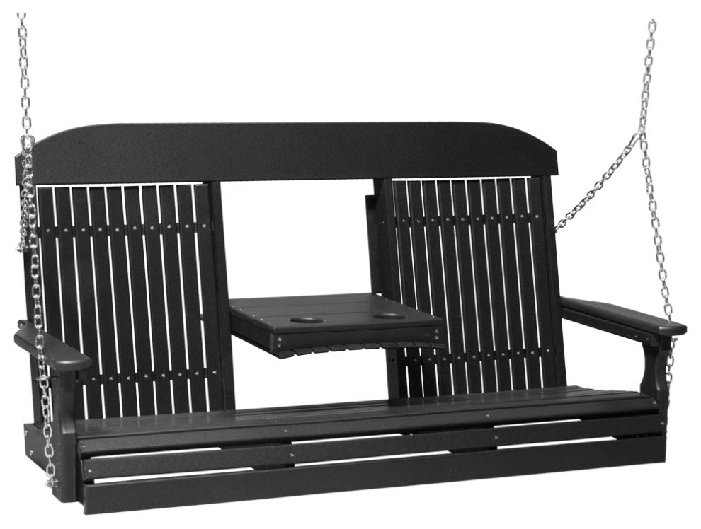 Poly Classic Porch Swing, Black, 5 Foot