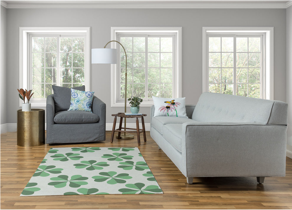 Lucky Patch St. Patrick's Day Chenille Rug, Laurel Tree Green, 4'x6'