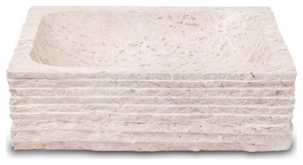 Natural Stone Vessel Bathroom Sink, Rustic Lerdo Marble