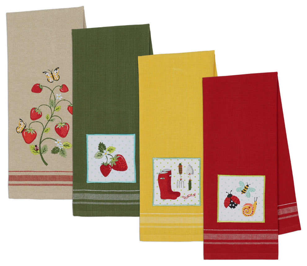 Strawberry Patch Embellished Dishtowel