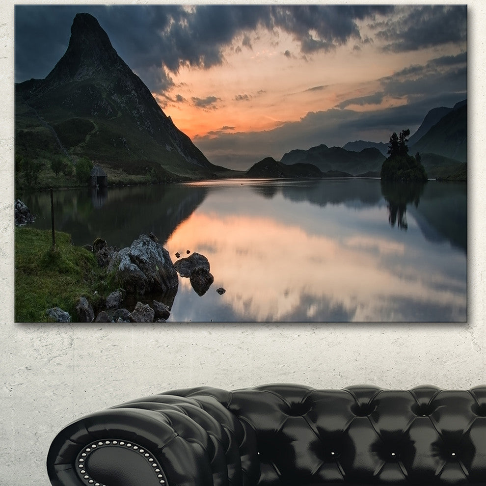 Stunning Sunrise over Lake Panorama, Large Landscape Canvas Art Print, 60"x28"