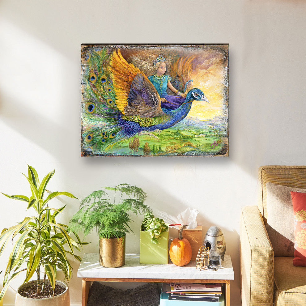 Peacock Princess Wall and Table Top Wooden Decor, 36x24