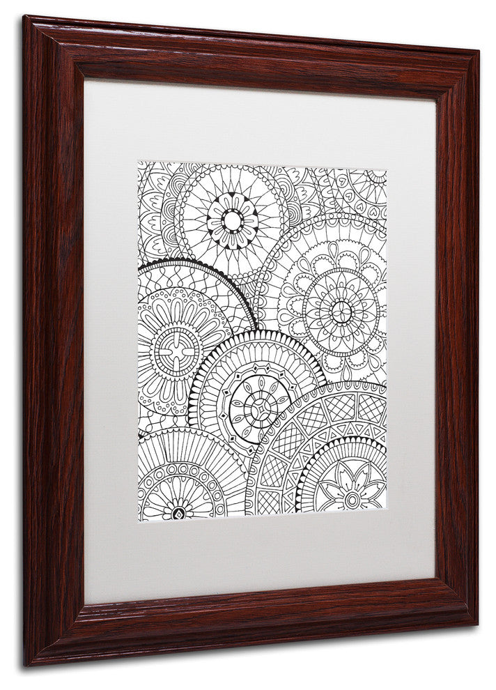 Hello Angel ''Page of Mandalas'' Art, Wood Frame, White Mat, 14x11
