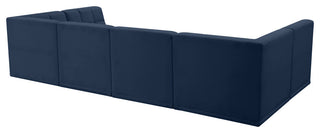 Relax Velvet Upholstered 6-Piece U-Shaped Modular Sectional, Navy