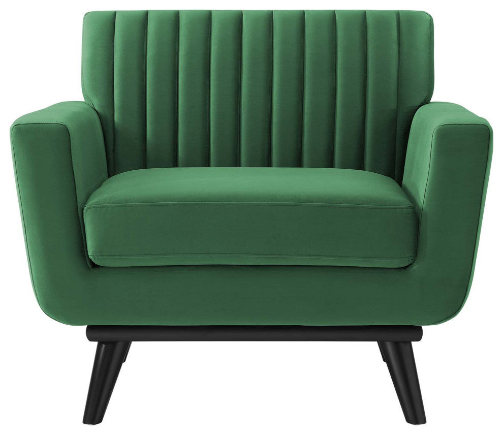 Tufted Armchair Accent Chair, Velvet, Green, Modern, Living Lounge Hospitality