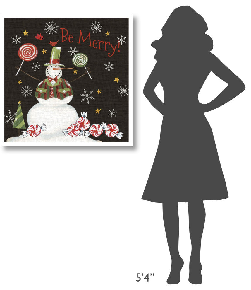"Sweet Snowmen IV Black" Digital Paper Print by Anne Tavoletti, 32"x32"
