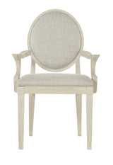 Bernhardt East Hampton Oval Back Arm Chair, Cerused Linen