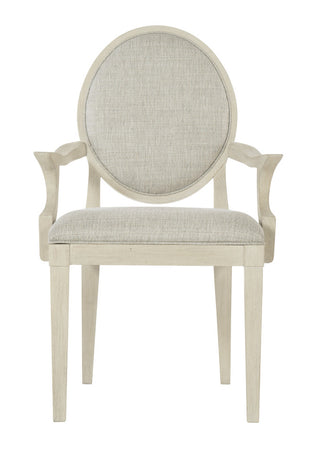Bernhardt East Hampton Oval Back Arm Chair, Cerused Linen