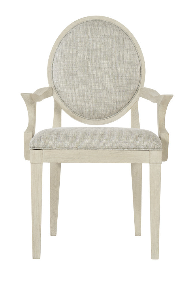 Bernhardt East Hampton Oval Back Arm Chair, Cerused Linen
