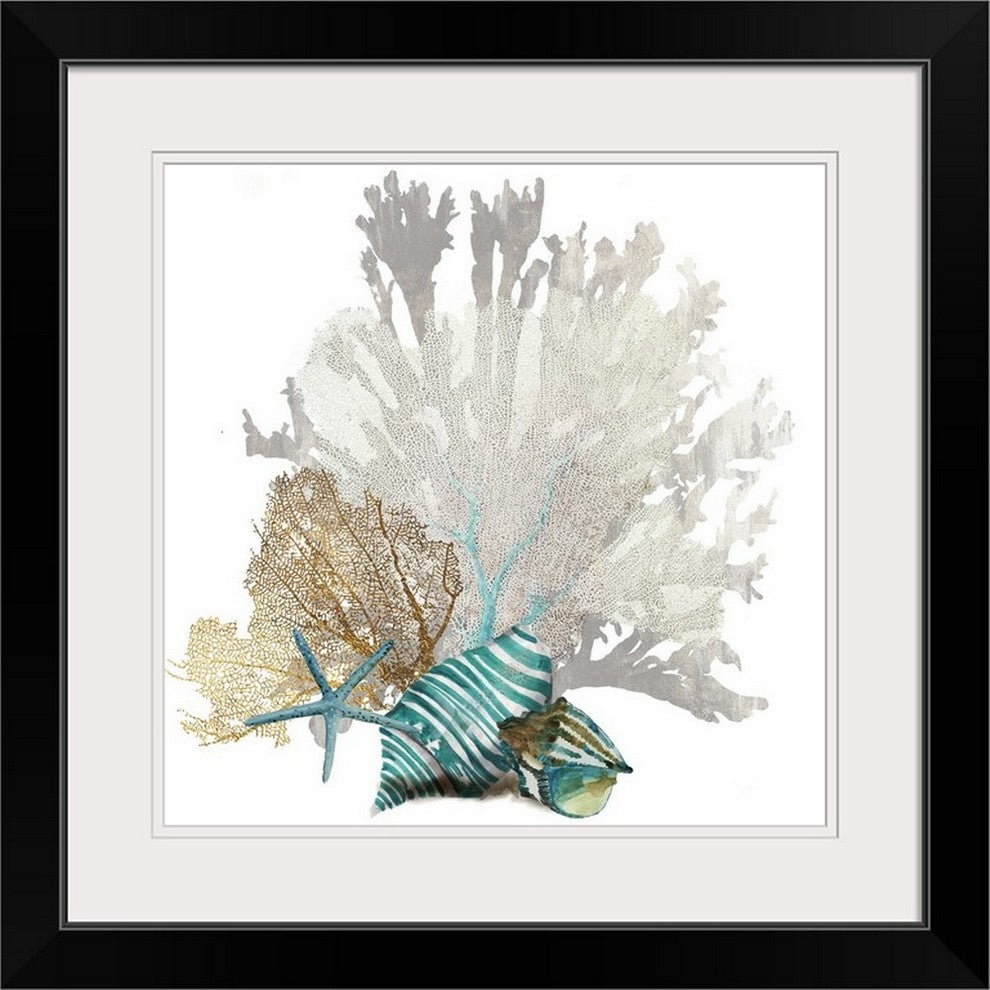"Coral" Black Framed Art Print, 24"x24"x1"