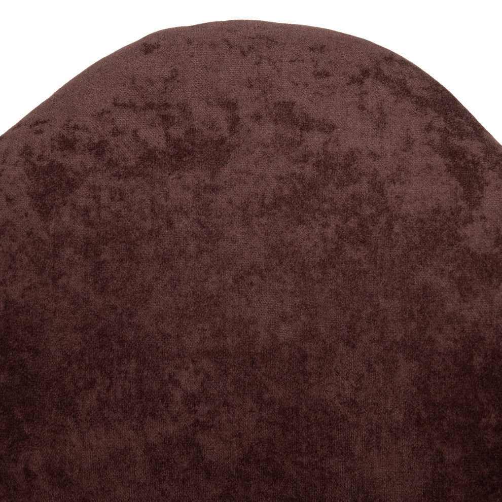LeisureMod Willow Velvet Accent Chair Eiffel Wooden Base, Coffee Brown
