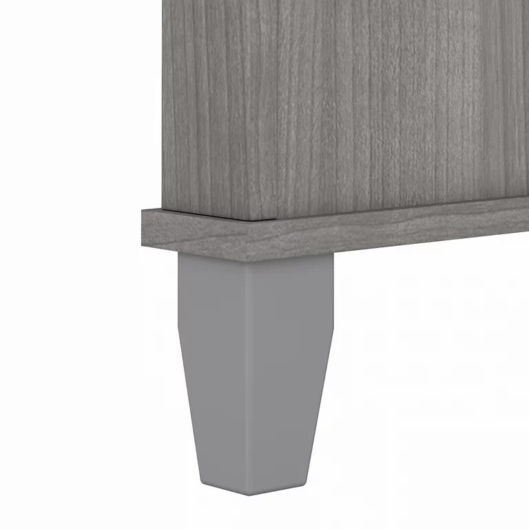 Transitional Desk, Large Design With Wire Management & 2 Drawers, Platinum Gray