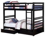 Furniture of America Tomi Wood Twin over Twin Storage Bunk Bed in Black